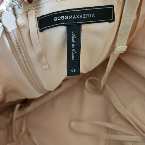 BCBGMaxAzria Gracie Strapless Peplum Corset Long Cocktail Gown Bare Pink Size 6. - Picture 13 of 16